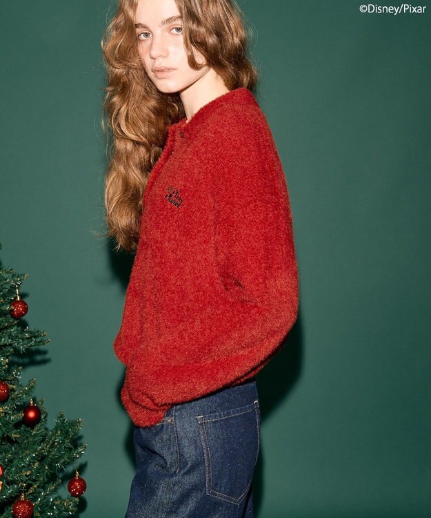 AMERICAN HOLIC 【PIZZA PLANET】衿付きニットプルオーバー Red