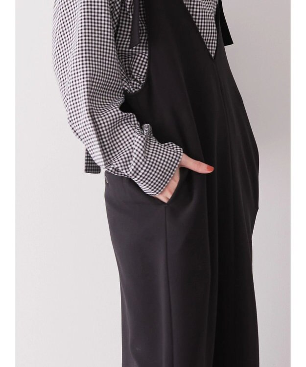 AMERICAN HOLIC 両ＶネックＩラインワンピース Black