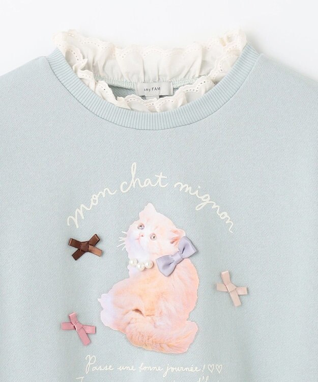 ANY KIDS フォトネコ 裏毛 トレーナー ミント