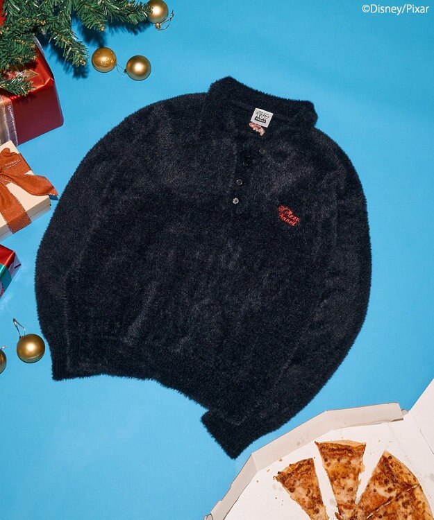 AMERICAN HOLIC 【PIZZA PLANET】衿付きニットプルオーバー Black