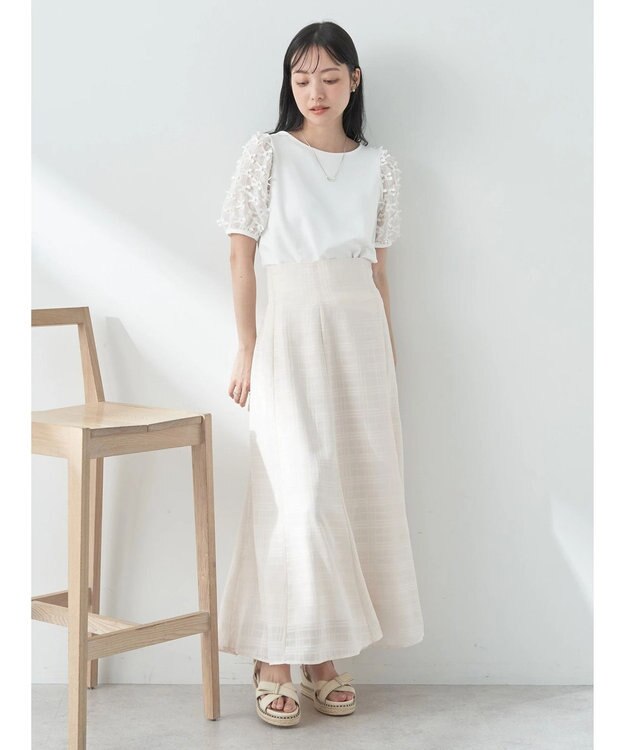 earth music&ecology リボンスリーブプルオーバー Ivory