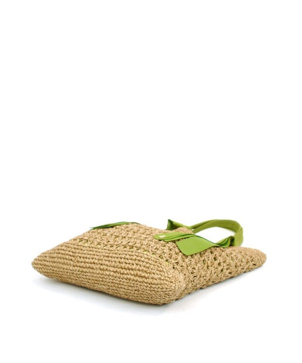 UNBILLION cachecache 下がりグログランペーパー柄編みトート グリーン