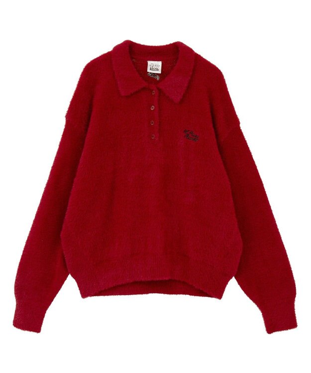 AMERICAN HOLIC 【PIZZA PLANET】衿付きニットプルオーバー Red