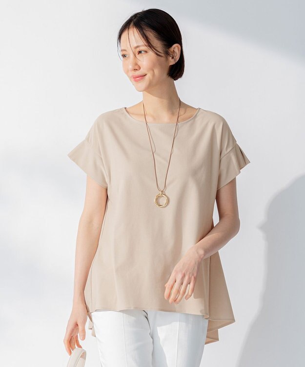 自由区 【WEB限定】【UVケア・吸汗速乾・洗える・XSサイズあり】ファンクショナルツイストジャージー カットソー ベージュ系