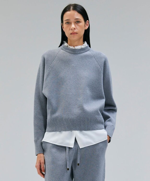 BEIGE， 【洗える】TAFT / コットンカシミヤスウェットニットトップス L.Gray
