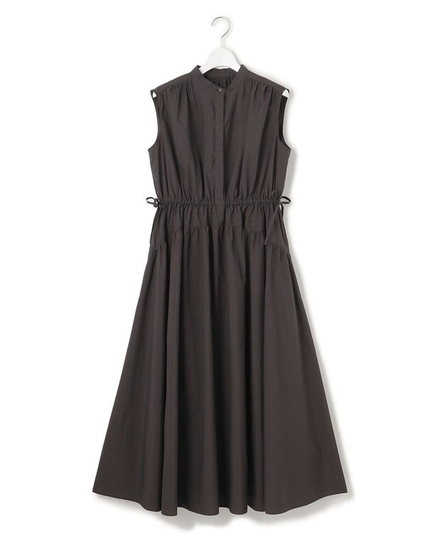 23区 【洗える/撥水加工】ナイロンコットンタフタ ウエストシャーリング ワンピース ダークブラウン系