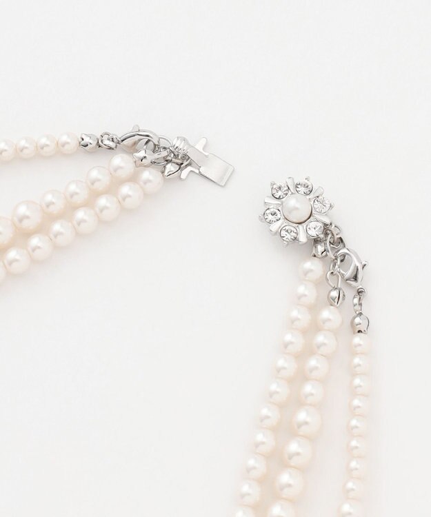 J.PRESS LADIES 【3way】3連パール ネックレス シルバー系