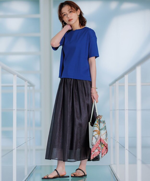 23区 L 【GLOW8月号掲載/接触冷感】半袖 クロップド IT TEE [WEB限定]ブルー系