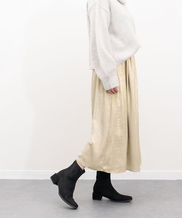 Bridget Birkin 【PARADIS COULEUR】スクエアトウバックジップストレッチブーツ ブラックスウェード