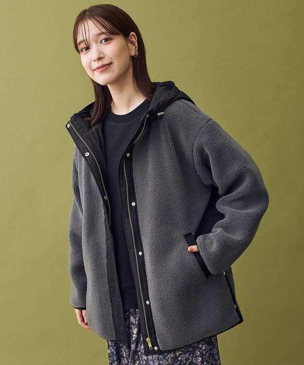 ANY 【LEE掲載】ボアコート チャコール×ブラック