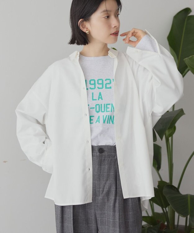 AMERICAN HOLIC イージーケアコクーンバックタックシャツ Off White