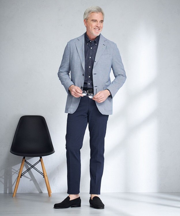 J.PRESS MEN トラベラーズシアサッカー スラックス ネイビー系3