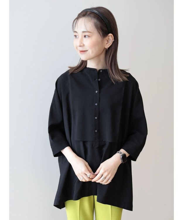 AMERICAN HOLIC 接触冷感バンドカラーチュニック Black