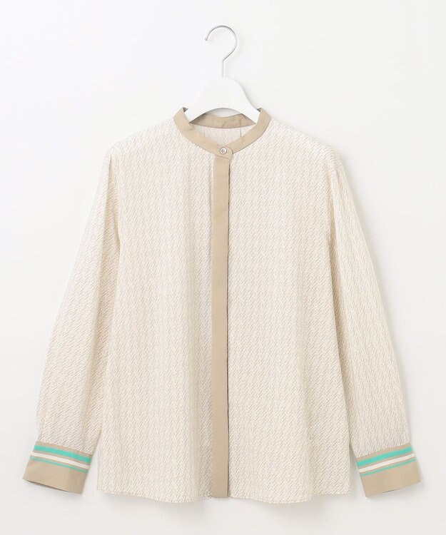 自由区 【セットアップ対応・洗える】モノグラムプリント ブラウス オフ×ベージュ