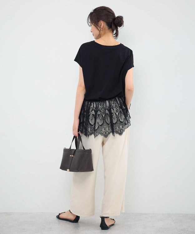 Green Parks レースドッキングフレンチプルオーバー Black