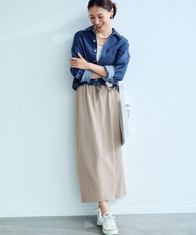 23区 【SLOW/WEB限定】ラスティックテリー ナロー スカート ベージュ系