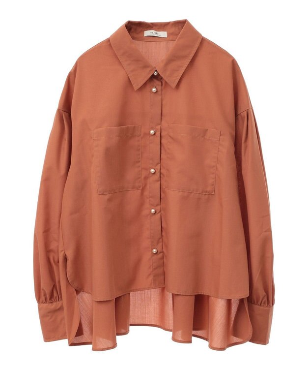 earth music&ecology オーバーフレアシャツ Pink Orange