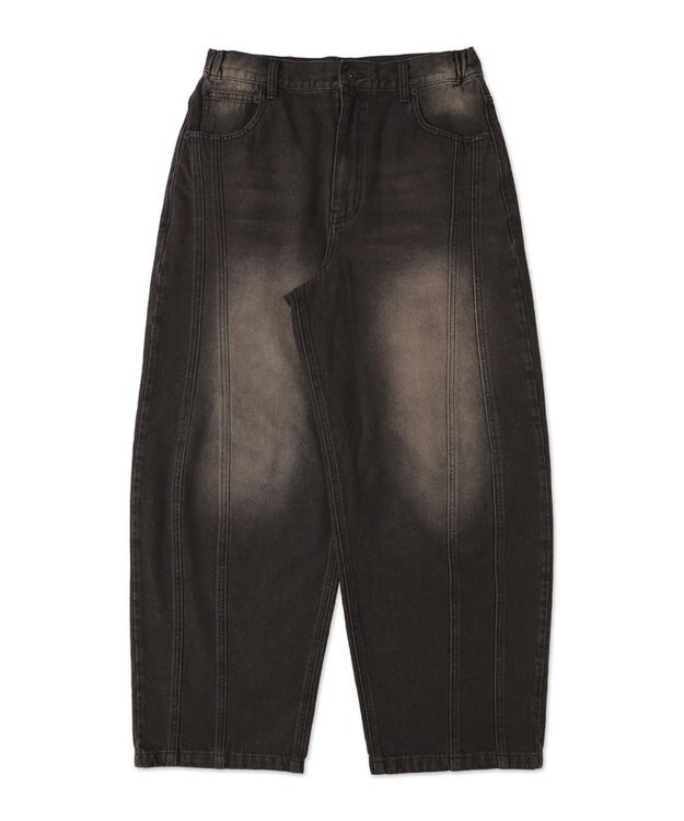 WEGO 【SMLサイズ展開】イージー3Dバレルレッグデニムパンツ デニムブラックソノタ