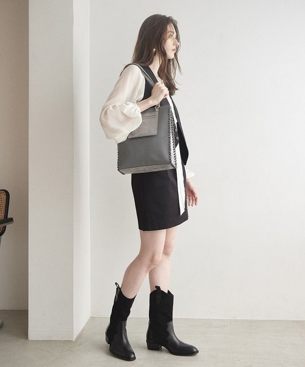 TOPKAPI 【TREASURE TOPKAPI】フェイクレザー ポーチ付き パラコード かがりトートバッグ グレー