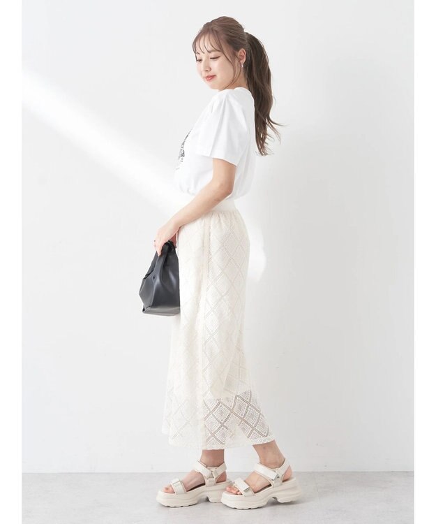 earth music&ecology モチーフナロースカート Ivory