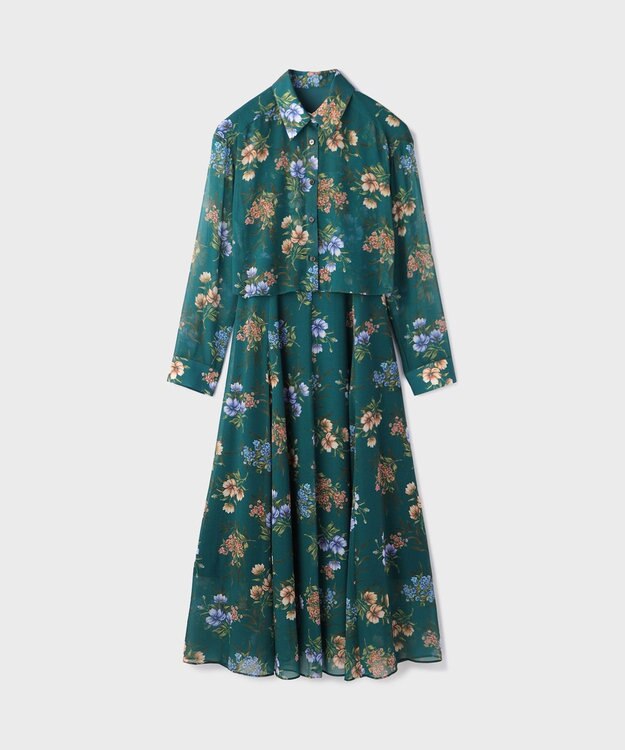 GRACE CONTINENTAL プリントセットアップワンピース グリーン