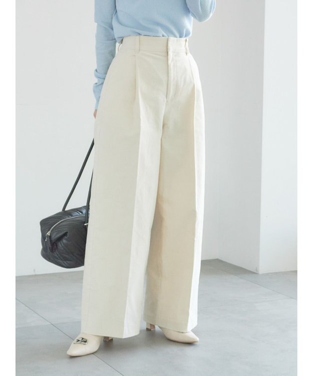 Te chichi 【宮本茉由着用】コーデュロイワイドパンツ オフホワイト