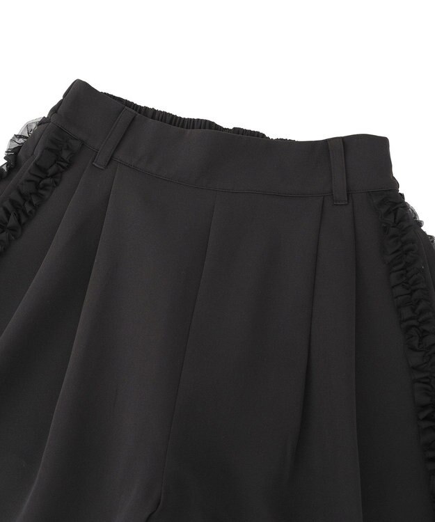 Green Parks ・ｓｗｉｎｇ　ｂｙ　サイドフリルワイドパンツ Black