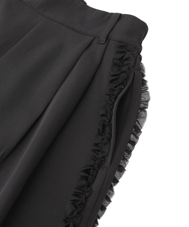 Green Parks ・ｓｗｉｎｇ　ｂｙ　サイドフリルワイドパンツ Black