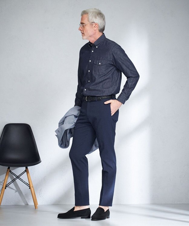 J.PRESS MEN トラベラーズシアサッカー スラックス ネイビー系3