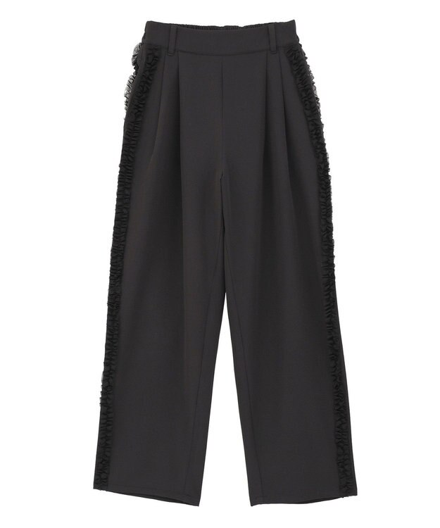Green Parks ・ｓｗｉｎｇ　ｂｙ　サイドフリルワイドパンツ Black