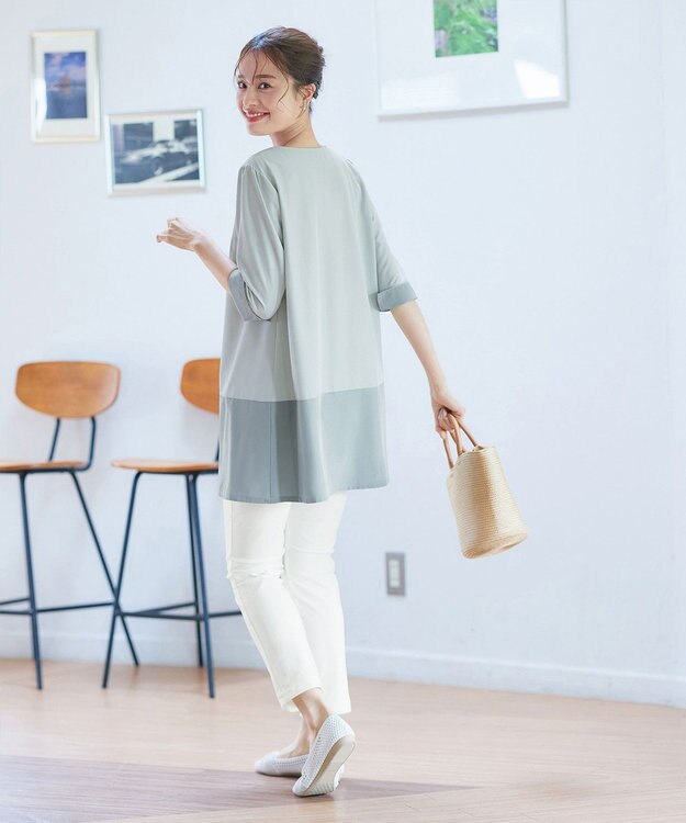 Tiaclasse L 【洗える】バイカラーチュニック ミント