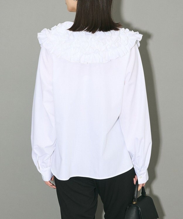 Green Parks フリルビッグカラーブラウス Off White