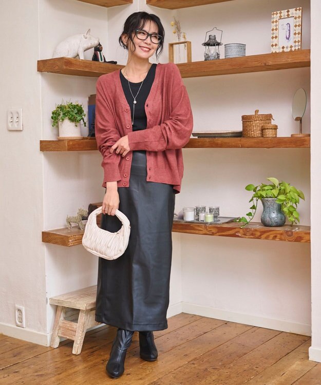 WEGO 【WEB限定/2025年秋冬新作//洗濯可/MLサイズ展開/ユニセックス着用ITEM】ドロップショルダーカーディガン レッドその他