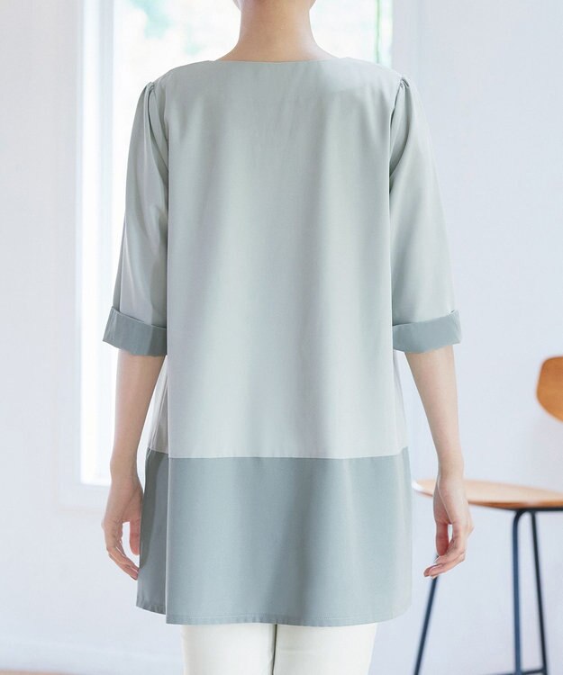 Tiaclasse L 【洗える】バイカラーチュニック ミント