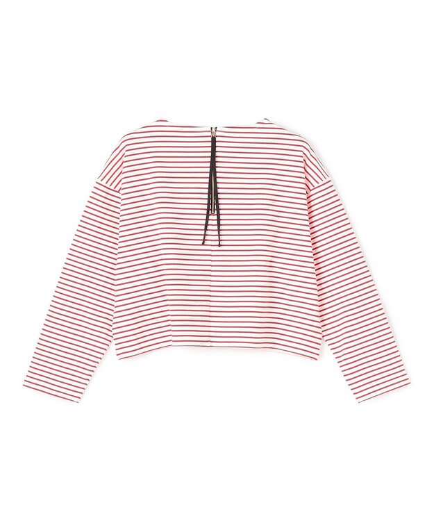 UNFILO ドライタッチリブ バックZIP ボーダートップス オフ×レッド