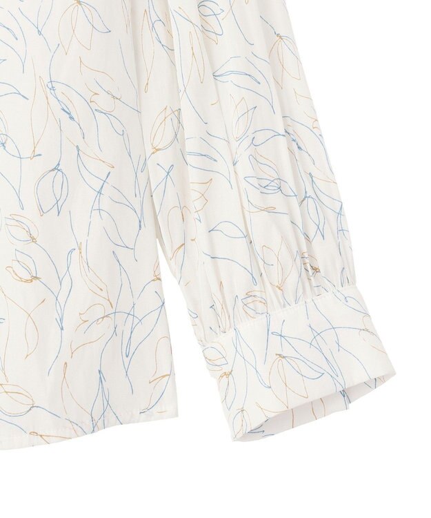 YECCA VECCA ラインフラワー柄ギャザーブラウス Ivory