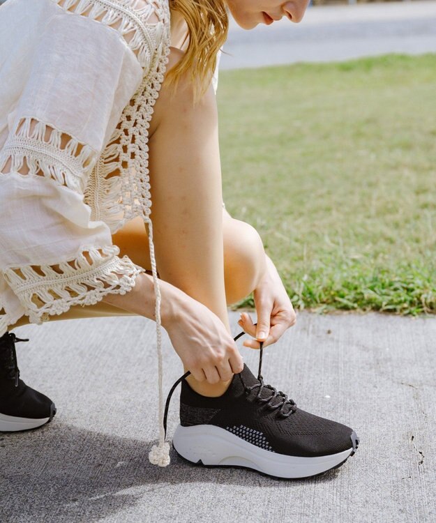 INTER-CHAUSSURES 【BUSSOLA】厚底ニットスニーカー ブラックコンビ