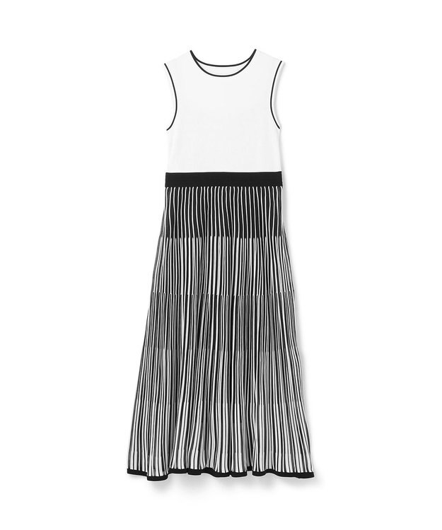 GRACE CONTINENTAL バイカラーシアーニットワンピース ホワイト