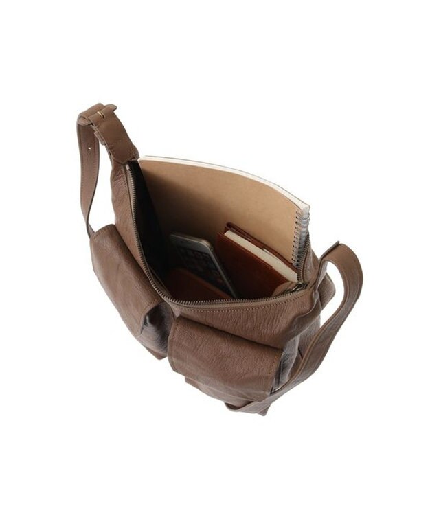 genten ゴートシュリンク ショルダーバッグ小 クロ