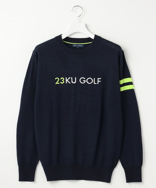 23区GOLF 【MEN】【ウォッシャブル】ウールブレンド ロゴニット ネイビー系