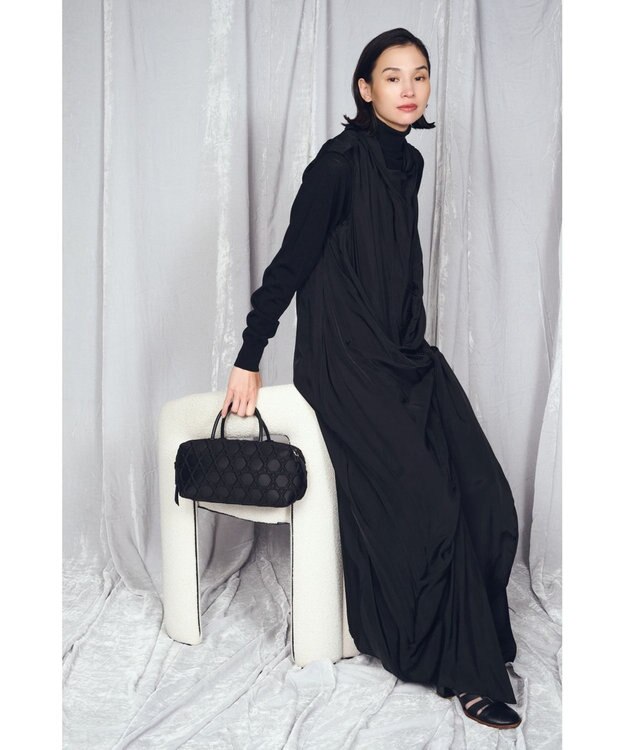 MIYABIYA 【撥水加工】篭目大柄エンボスボンディングミニボストン ブラック