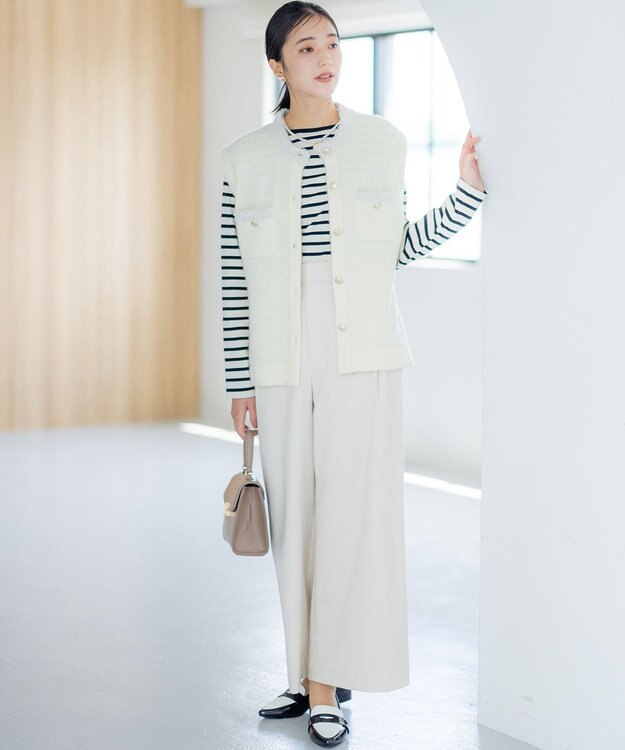 組曲 【WEB限定】ツィードニットベスト アイボリー系