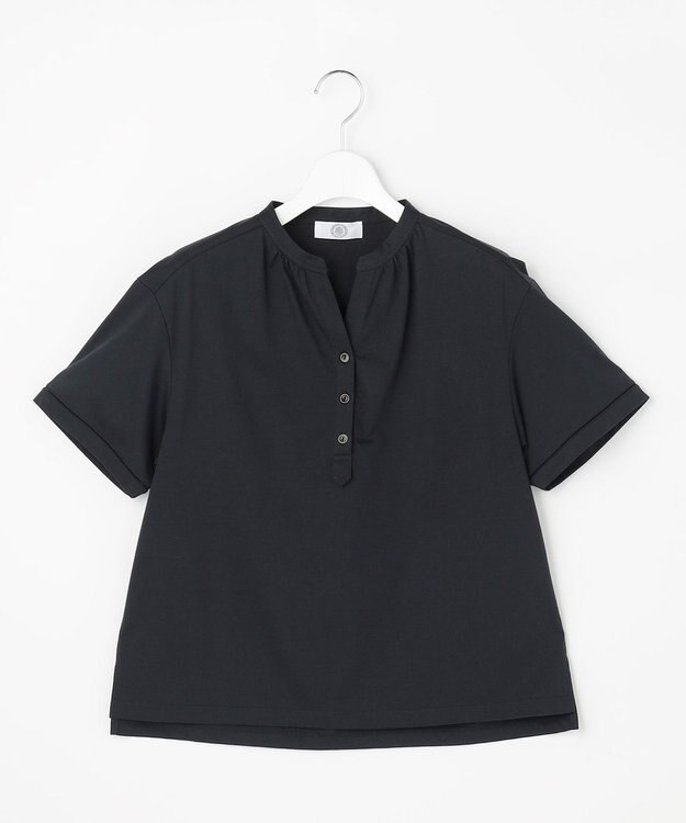 J.PRESS LADIES L プレーティングジャージー バンドカラー カットソー ダークネイビー系