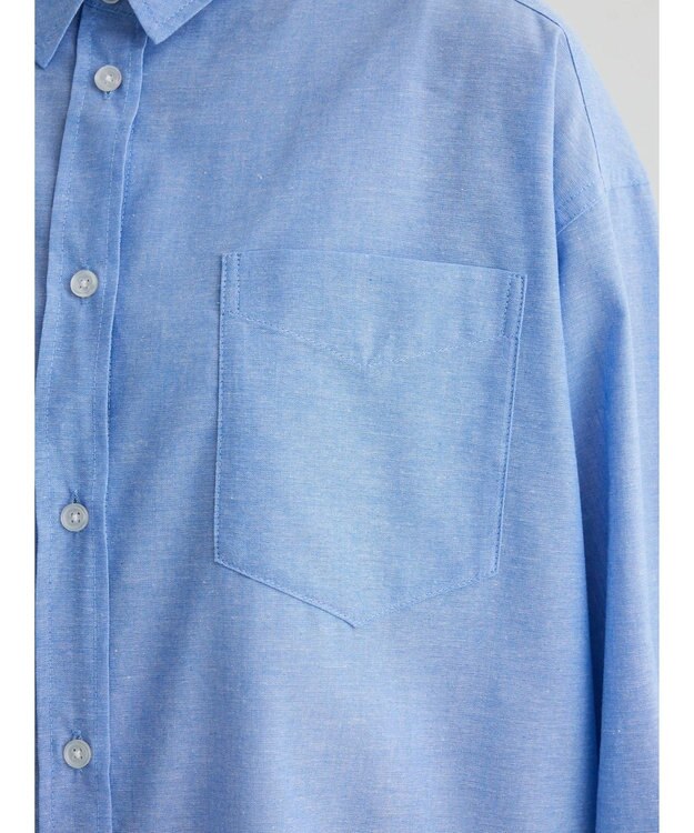 Green Parks 綿麻混オーバーサイズシャツチュニック Sax