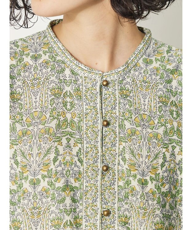 CRAFT STANDARD BOUTIQUE インド綿アラベスク柄ワンピース Green