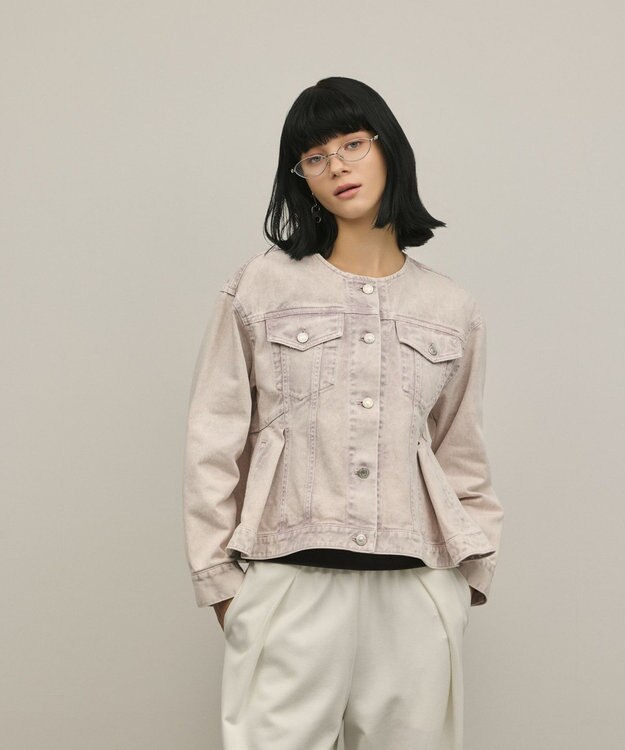 GRACE CONTINENTAL ペプラムデニムジャケット ピンク