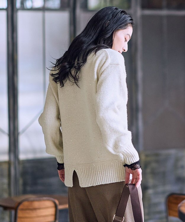 ANY スパンコールニット エクリュ