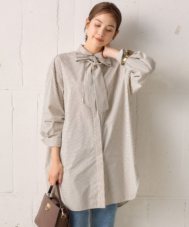 組曲 コンパクトシャーティングオーバー シャツ アイボリー系1