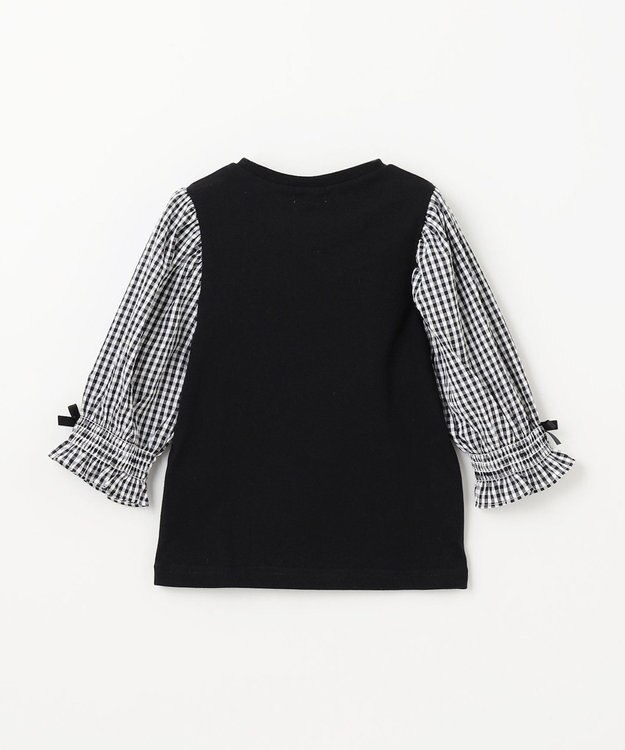 ANY KIDS 袖ギンガム 七分袖 Tシャツ ブラック×ブラックギンガム