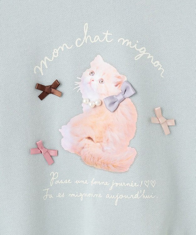 ANY KIDS フォトネコ 裏毛 トレーナー ミント